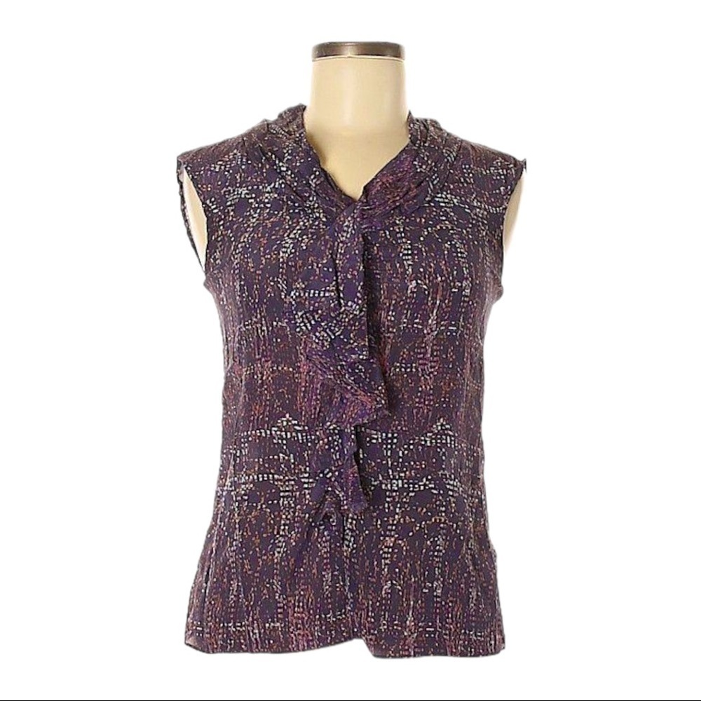 🌺Banana Republic 100% Silk Twist Front Dot Print Sleeveless Blouse Size XS